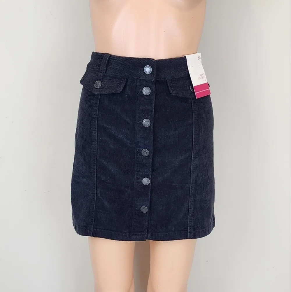 So Corduroy Botton Front  Mid Rise Mini Skirt